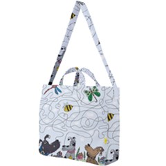 Dog Puzzle Maze Bee Butterfly Square Shoulder Tote Bag by Modalart
