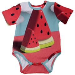 Watermelon Fruit Baby Short Sleeve Bodysuit by Modalart