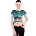 Leaves Boho Plant Bohemian Drawing Crew Neck Crop Top View1