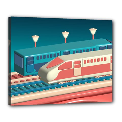 Bridge Transportation Train Toys Canvas 20  X 16  (stretched) by Modalart