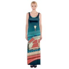 Bridge Transportation Train Toys Thigh Split Maxi Dress by Modalart