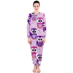 Seamless Cute Colourfull Owl Kids Pattern Onepiece Jumpsuit (ladies) by Bedest