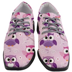 Seamless Cute Colourfull Owl Kids Pattern Women Heeled Oxford Shoes by Bedest