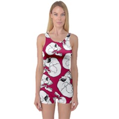 Terrible Frightening Seamless Pattern With Skull One Piece Boyleg Swimsuit by Bedest