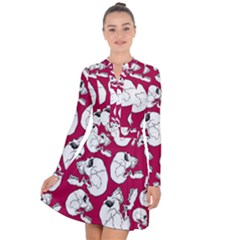 Terrible Frightening Seamless Pattern With Skull Long Sleeve Panel Dress by Bedest
