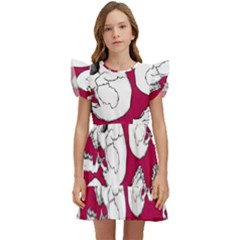 Terrible Frightening Seamless Pattern With Skull Kids  Winged Sleeve Dress