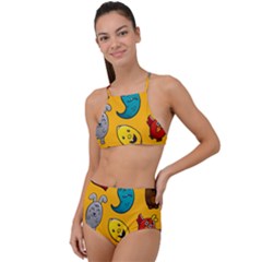 Graffiti Characters Seamless Ornament Halter Tankini Set