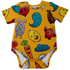 Graffiti Characters Seamless Ornament Baby Short Sleeve Bodysuit by Bedest