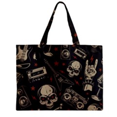 Grunge Seamless Pattern With Skulls Zipper Mini Tote Bag by Bedest