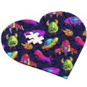 Space Pattern Wooden Puzzle Heart View3