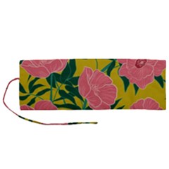 Pink Flower Seamless Pattern Roll Up Canvas Pencil Holder (m) by Bedest