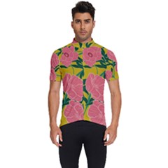 Pink Flower Seamless Pattern Men s Short Sleeve Cycling Jersey