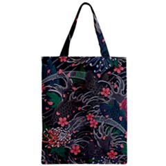 Japanese Wave Koi Illustration Seamless Pattern Zipper Classic Tote Bag by Bedest