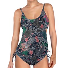 Japanese Wave Koi Illustration Seamless Pattern Tankini Set by Bedest