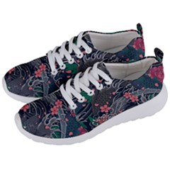 Japanese Wave Koi Illustration Seamless Pattern Men s Lightweight Sports Shoes by Bedest