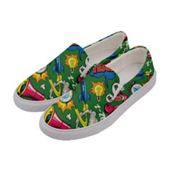 Pop Art Colorful Seamless Pattern Women s Canvas Slip Ons