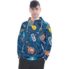 Seamless Pattern Vector Submarine With Sea Animals Cartoon Men s Pullover Hoodie by Bedest