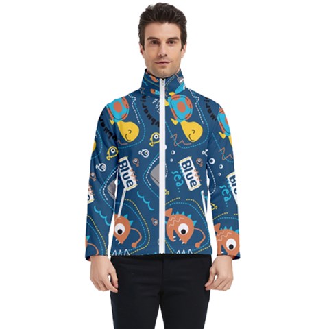 Seamless Pattern Vector Submarine With Sea Animals Cartoon Men s Bomber Jacket by Bedest