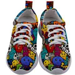 Graffiti Characters Seamless Pattern Kids Athletic Shoes by Bedest