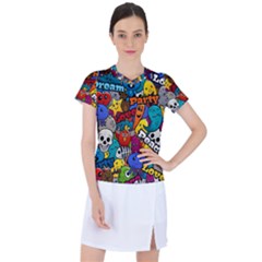 Graffiti Characters Seamless Pattern Women s Sports Top by Bedest