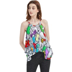 Graffity Characters Seamless Pattern Art Flowy Camisole Tank Top