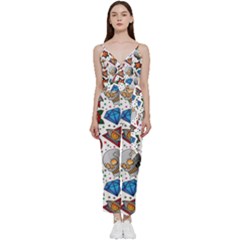 Full Color Flash Tattoo Patterns V-neck Camisole Jumpsuit by Bedest