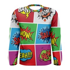 Pop Art Comic Vector Speech Cartoon Bubbles Popart Style With Humor Text Boom Bang Bubbling Expressi Men s Long Sleeve T-shirt by Bedest