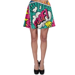 Comic Colorful Seamless Pattern Skater Skirt