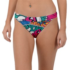 Comic Colorful Seamless Pattern Band Bikini Bottoms by Bedest