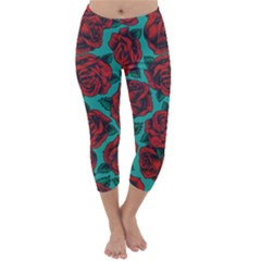 Vintage Floral Colorful Seamless Pattern Capri Winter Leggings 