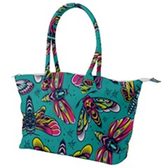 Vintage Colorful Insects Seamless Pattern Canvas Shoulder Bag by Bedest