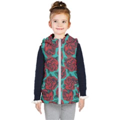 Vintage Floral Colorful Seamless Pattern Kids  Hooded Puffer Vest by Bedest