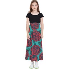 Vintage Floral Colorful Seamless Pattern Kids  Flared Maxi Skirt