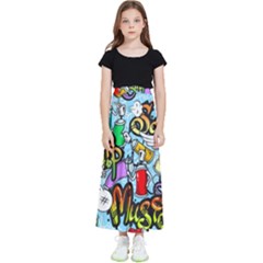 Graffiti Characters Seamless Patterns Kids  Flared Maxi Skirt by Bedest