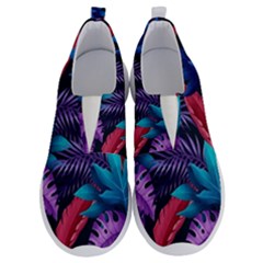 Background With Violet Blue Tropical Leaves No Lace Lightweight Shoes by Bedest