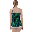 Tropical Green Leaves Background Babydoll Tankini Top View2