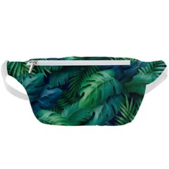 Tropical Green Leaves Background Waist Bag  by Bedest