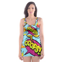 Comic Elements Colorful Seamless Pattern Skater Dress Swimsuit by Bedest