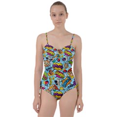 Comic Elements Colorful Seamless Pattern Sweetheart Tankini Set by Bedest