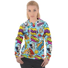 Comic Elements Colorful Seamless Pattern Women s Overhead Hoodie by Bedest