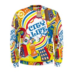 Colorful City Life Horizontal Seamless Pattern Urban City Men s Sweatshirt by Bedest