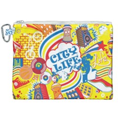 Colorful City Life Horizontal Seamless Pattern Urban City Canvas Cosmetic Bag (xxl) by Bedest