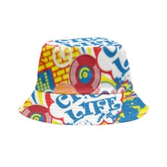 Colorful City Life Horizontal Seamless Pattern Urban City Bucket Hat