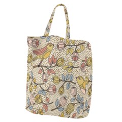 Seamless Pattern With Flower Bird Giant Grocery Tote