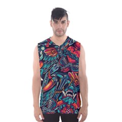 Vintage Tattoos Colorful Seamless Pattern Men s Basketball Tank Top