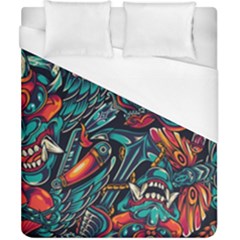 Vintage Tattoos Colorful Seamless Pattern Duvet Cover (california King Size)