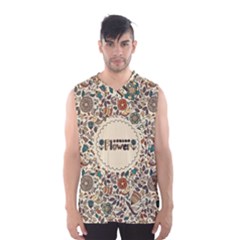 Seamless Pattern With Flower Birds Men s Basketball Tank Top