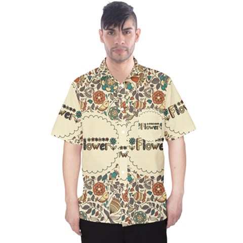 Seamless Pattern With Flower Birds Men s Hawaii Shirt by Bedest