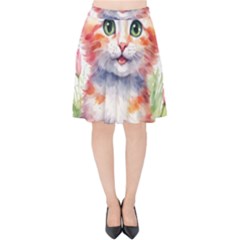 Kitty Watercolour Velvet High Waist Skirt by ttlisted