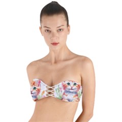 Kitty Watercolour Twist Bandeau Bikini Top